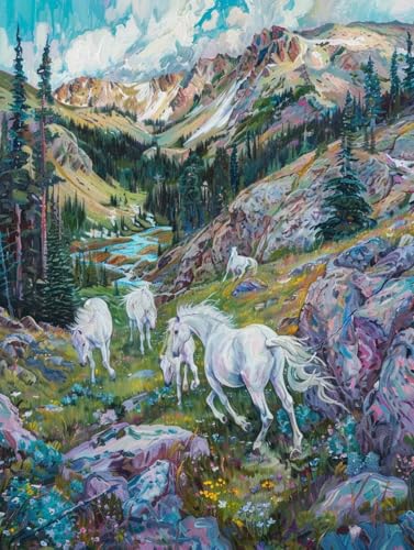 Malen Nach Zahlen Erwachsene Horse Malen Nach Zahlen Pflanze, Painting by Numbers, DIY Basteln Erwachsene Handgemalt Ölgemälde Set Mit Pinseln und Acrylfarbe für Zimmer Deko Geschenke 50x65cm 0-9420 von Generic