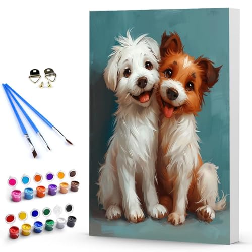 Malen Nach Zahlen Erwachsene Hund Malen Nach Zahlen Bastelset Erwachsene, DIY Tier Mit Pinseln und Acrylfarben Handgemalt Ölgemälde Leinwand Set, Home Deko Geschenk 70x95 cm Ohne Rahmen -TL2503XB von Generic