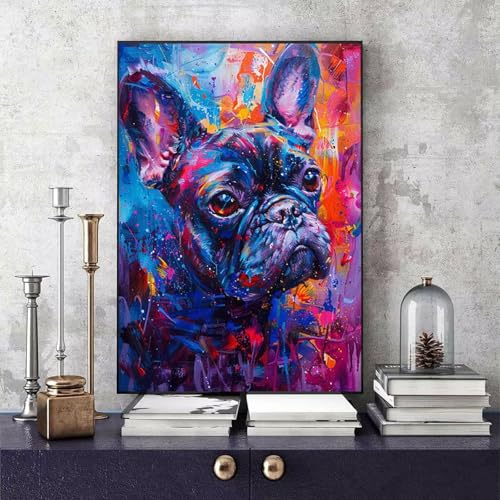 Malen Nach Zahlen Erwachsene Hund Malen Nach Zahlen Tier, DIY Set Erwachsene Paint by Numbers mit 3 Pinsel und Acrylfarben für Zimmer Deko Wohnzimmer, Geschenke für Frauen 30 x 40 cm -bby2506PR von Generic