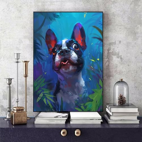 Malen Nach Zahlen Erwachsene Hund Malen Nach Zahlen Tier, DIY Set Erwachsene Paint by Numbers mit 3 Pinsel und Acrylfarben für Zimmer Deko Wohnzimmer, Geschenke für Frauen 40 x 50 cm -bby25065F von Generic