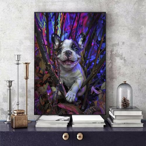 Malen Nach Zahlen Erwachsene Hund Malen Nach Zahlen Tier, DIY Set Erwachsene Paint by Numbers mit 3 Pinsel und Acrylfarben für Zimmer Deko Wohnzimmer, Geschenke für Frauen 40 x 60 cm -bby250692 von Generic
