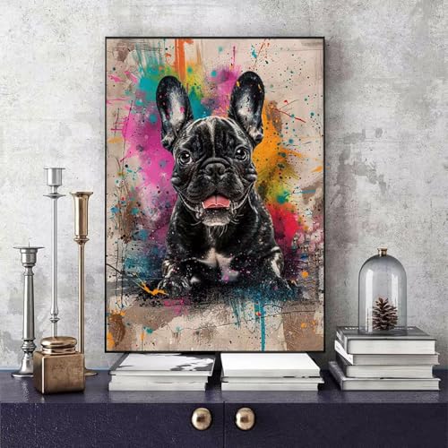 Malen Nach Zahlen Erwachsene Hund Malen Nach Zahlen Tier, DIY Set Erwachsene Paint by Numbers mit 3 Pinsel und Acrylfarben für Zimmer Deko Wohnzimmer, Geschenke für Frauen 50 x 65 cm -bby25065K von Generic