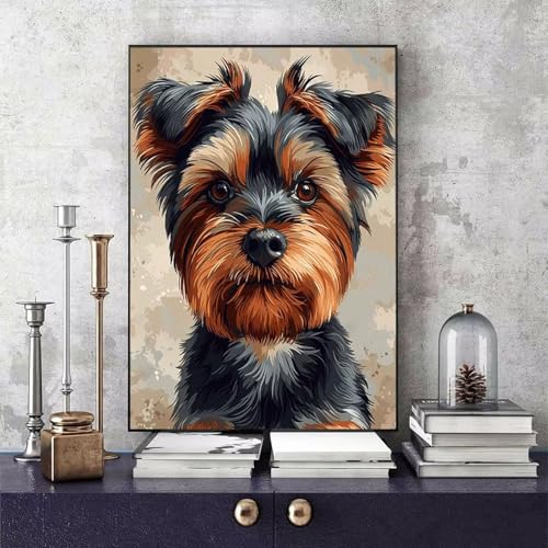 Malen Nach Zahlen Erwachsene Hund Malen Nach Zahlen Tier, DIY Set Erwachsene Paint by Numbers mit 3 Pinsel und Acrylfarben für Zimmer Deko Wohnzimmer, Geschenke für Frauen 50 x 65 cm -bby2506N9 von Generic
