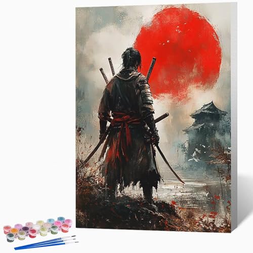 Malen Nach Zahlen Erwachsene Japan Malen Nach Zahlen Krieger, Bastelset Erwachsene Mit 3-Pinseln Und Acrylfarbe, DIY Handgemalt öLgemäLde Kit FüR Geschenke, Deko 100x135cm Ohne Rahmen -LKF07453M von Generic