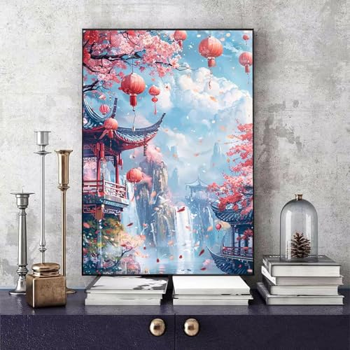 Malen Nach Zahlen Erwachsene Japan Malen Nach Zahlen Landschaft, DIY Set Erwachsene Paint by Numbers mit 3 Pinsel und Acrylfarben für Zimmer Deko Wohnzimmer, Geschenke für Frauen 40 x 60 cm -bby2506AR von Generic