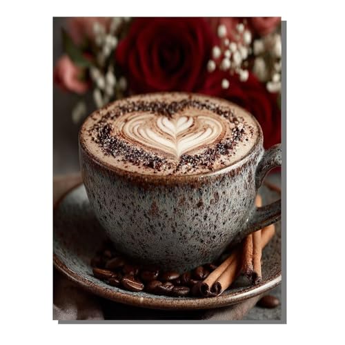 Malen Nach Zahlen Erwachsene Kaffee, Groß DIY Malen Nach Zahlen Tasse, Anfänger Frauen Bastelset, Pinsel und 36 Acrylfarbe, Paint by Numbers Basteln für Wand Dekor Geschenk 100x135cm ZBSWK97 von Generic