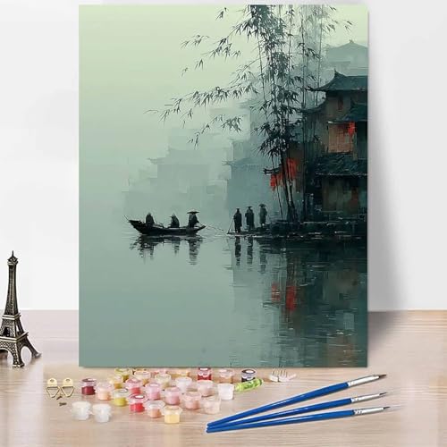 Malen Nach Zahlen Erwachsene Karikatur Malen Nach Zahlen Landschaft, DIY Set Erwachsene Mit 3 - Pinseln und Acrylfarbe, Handgemalt Ölgemälde für Frauen, Deko Wohnzimmer 30x40cm Ohne Rahmen -XY663 von Generic