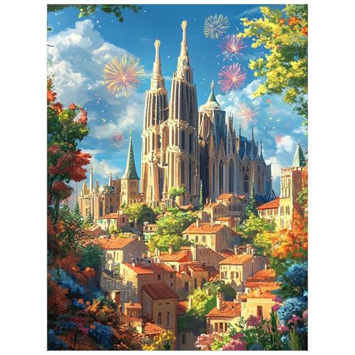 Malen Nach Zahlen Erwachsene Kathedrale Sagrada Familia Malen Nach Zahlen Kinder, DIY Set Erwachsene mit Pinselset Acrylfarben Set Leinwand zum Bemalen 50 x 70 cm, Landschaft Paint by Numbers 8YH-2020 Malen Nach Zahlen Erwachsene Kathedrale Sagrada Familia Malen Nach Zahlen Kinder, DIY Set Erwachsene mit Pinselset Acrylfarben Set Leinwand zum Bemalen 50 x 70 cm, Landschaft Paint by Numbers 8YH-2020 von Generic