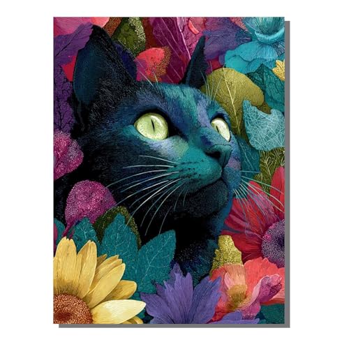 Malen Nach Zahlen Erwachsene Katze, Groß DIY Malen Nach Zahlen Mit Rahmen Blume, Anfänger Bastelset, Pinsel und 36 Acrylfarbe, Paint by Numbers Basteln für Wand Dekor Geschenk 100x135cm ZBSDK101 von Generic