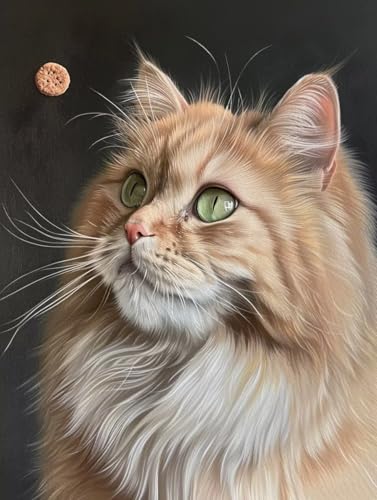 Malen Nach Zahlen Erwachsene Katze, Malen Nach Zahlen Tier, DIY Basteln Erwachsene Leinwand Kit Mit Pinseln und Acrylfarbe, DIY Paint by Numbers Kit, für Wanddeko, Geschenke für Frauen, 60x90cm N-7446 von Generic