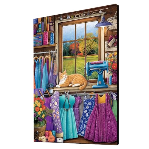 Malen Nach Zahlen Erwachsene Katze DIY Set Erwachsene mit Leinwand zum Bemalen Nähmaschine 70x50cm 36 Farben Acrylfarben Set und Pinsel, Malen Nach Zahlen Kinder für Deko Wohnzimmer Geschenke 2YH-2405 Malen Nach Zahlen Erwachsene Katze DIY Set Erwachsene mit Leinwand zum Bemalen Nähmaschine 70x50cm 36 Farben Acrylfarben Set und Pinsel, Malen Nach Zahlen Kinder für Deko Wohnzimmer Geschenke 2YH-2405 von Generic