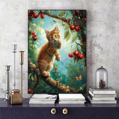 Malen Nach Zahlen Erwachsene Katze Malen Nach Zahlen Kirsche, DIY Set Erwachsene Paint by Numbers mit 3 Pinsel und Acrylfarben für Zimmer Deko Wohnzimmer, Geschenke für Frauen 50 X 65 CM -bby2506X5 Malen Nach Zahlen Erwachsene Katze Malen Nach Zahlen Kirsche, DIY Set Erwachsene Paint by Numbers mit 3 Pinsel und Acrylfarben für Zimmer Deko Wohnzimmer, Geschenke für Frauen 50 X 65 CM -bby2506X5 von Generic