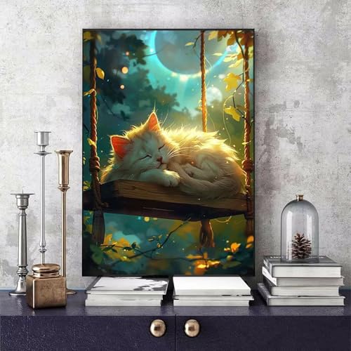 Malen Nach Zahlen Erwachsene Katze Malen Nach Zahlen Tier, DIY Set Erwachsene Paint by Numbers mit 3 Pinsel und Acrylfarben für Zimmer Deko Wohnzimmer, Geschenke für Frauen 100 x 135 cm -bby2506F7 von Generic