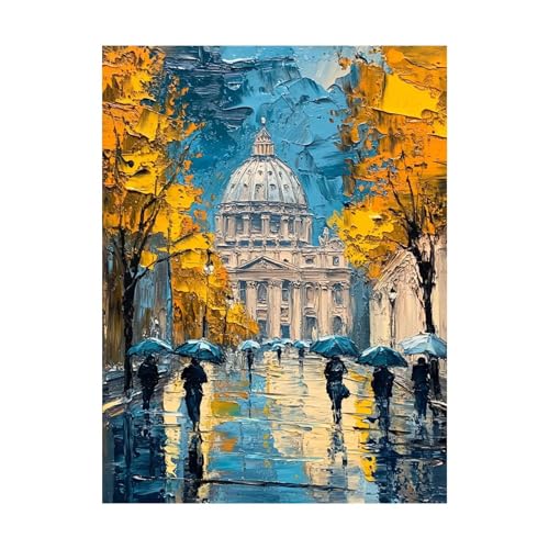 Malen Nach Zahlen Erwachsene Kirche DIY Set Erwachsene mit Leinwand zum Bemalen Stadt 135x100CM 36 Farben Acrylfarben Set und Pinsel, Malen Nach Zahlen Kinder für Zimmer Deko Geschenke 2YH-9602 von Generic