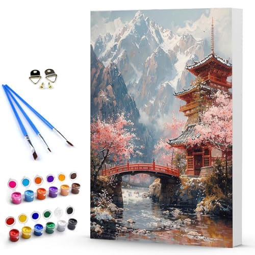 Malen Nach Zahlen Erwachsene Kleine BrüCke Malen Nach Zahlen Bastelset Erwachsene, Landschaft Mit Pinseln und Acrylfarben Handgemalt Ölgemälde Leinwand Set, Home Deko (100x135cm) Ohne Rahmen -TL25039R von Generic