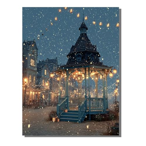 Malen Nach Zahlen Erwachsene Kleine Stadt, Groß DIY Malen Nach Zahlen Mit Rahmen Landschaft, Anfänger Bastelset Pinsel und 36 Acrylfarbe Paint by Numbers Basteln Wand Dekor Geschenk 100x135cm ZBSDK84 von Generic