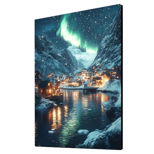 Malen Nach Zahlen Erwachsene Kleine Stadt DIY Set Erwachsene mit Leinwand zum Bemalen Aurora 70x50cm 36 Farben Acrylfarben Set und Pinsel, Malen Nach Zahlen Kinder für Wanddeko Wohnzimmer 2YH-3185 von Generic