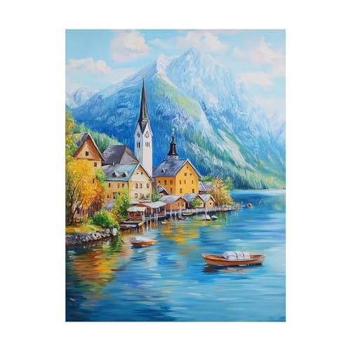 Malen Nach Zahlen Erwachsene Kleine Stadt DIY Set Erwachsene mit Leinwand zum Bemalen Landschaft 135 x 100 CM 36 Farben Acrylfarben Set und Pinsel, Malen Nach Zahlen Kinder für Zimmer Deko 2YH-10908 von Generic