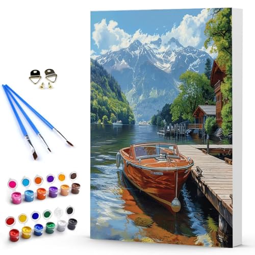Malen Nach Zahlen Erwachsene Kleines Boot Malen Nach Zahlen Bastelset Erwachsene, Landschaft Mit Pinseln und Acrylfarben Handgemalt Ölgemälde Leinwand Set, Home Deko (100x135cm) Ohne Rahmen -TL2503L2 von Generic