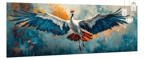 Malen Nach Zahlen Erwachsene Kranich, DIY Paint by Numbers für Anfänger und Kinder, Bastelset Handgemalt Ölgemälde Kreativ Set Mit 3-Pinseln und Acrylfarbe, Geschenk Home Décor Tier 50 X 120cm Y1135 von Generic