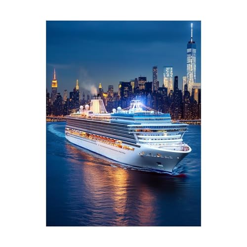 Malen Nach Zahlen Erwachsene Kreuzfahrtschiff DIY Set Erwachsene mit Leinwand zum Bemalen Stadt 135x100CM 36 Farben Acrylfarben Set und Pinsel, Malen Nach Zahlen Kinder für Deko Wohnzimmer 2YH-14764 von Generic