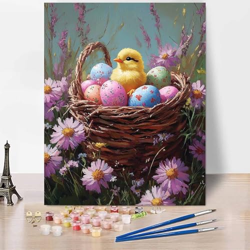 Malen Nach Zahlen Erwachsene KüKen Malen Nach Zahlen Ostereier, DIY Set Erwachsene Mit 3 - Pinseln und Acrylfarbe, Handgemalt Ölgemälde für Frauen, Deko Wohnzimmer 20 x 30 cm Ohne Rahmen -XY748 von Generic