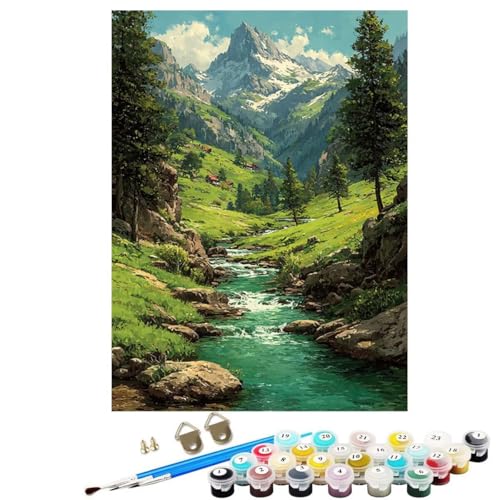 Malen Nach Zahlen Erwachsene Landschaft, Groß DIY Malen Nach Zahlen Berg, Anfänger Frauen Bastelset, Pinsel und 36 Acrylfarbe, Paint by Numbers Basteln für Wand Dekor Geschenk 100x135cm ZBSWK78 von Generic