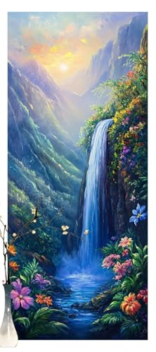 Malen Nach Zahlen Erwachsene Landschaft,DIY Paint by Numbers für Anfänger,Bastelset Handgemalt Ölgemälde Kreativ Set Mit 3-Pinseln und Acrylfarbe,Geschenk Home Wand Décor Wasserfall 70 X 140cm Y1239 von Generic