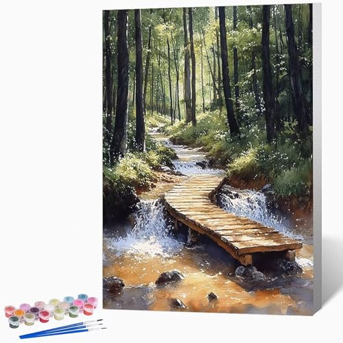 Malen Nach Zahlen Erwachsene Landschaft Malen Nach Zahlen Bach, Bastelset Erwachsene Mit 3-Pinseln Und Acrylfarbe, DIY Handgemalt öLgemäLde Kit FüR Geschenke, Deko 50×65cm Ohne Rahmen -LKF0778Z1 Malen Nach Zahlen Erwachsene Landschaft Malen Nach Zahlen Bach, Bastelset Erwachsene Mit 3-Pinseln Und Acrylfarbe, DIY Handgemalt öLgemäLde Kit FüR Geschenke, Deko 50×65cm Ohne Rahmen -LKF0778Z1 von Generic