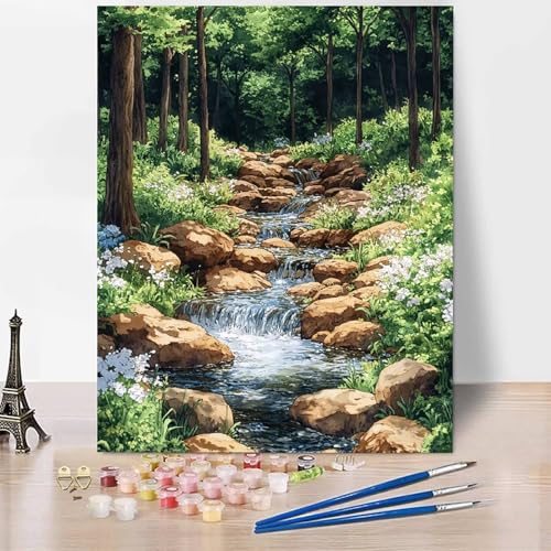 Malen Nach Zahlen Erwachsene Landschaft Malen Nach Zahlen Bach, DIY Set Erwachsene Anfänger Mit 3 - Pinseln und Acrylfarbe, Handgemalt Ölgemälde für Frauen, Deko Wohnzimmer 30x40cm Ohne Rahmen -XY3T Malen Nach Zahlen Erwachsene Landschaft Malen Nach Zahlen Bach, DIY Set Erwachsene Anfänger Mit 3 - Pinseln und Acrylfarbe, Handgemalt Ölgemälde für Frauen, Deko Wohnzimmer 30x40cm Ohne Rahmen -XY3T von Generic