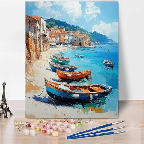 Malen Nach Zahlen Erwachsene Landschaft Malen Nach Zahlen Boot, DIY Set Erwachsene Anfänger Mit 3 - Pinseln und Acrylfarbe, Handgemalt Ölgemälde für Frauen, Deko Wohnzimmer 70x95cm Ohne Rahmen -XY17B Malen Nach Zahlen Erwachsene Landschaft Malen Nach Zahlen Boot, DIY Set Erwachsene Anfänger Mit 3 - Pinseln und Acrylfarbe, Handgemalt Ölgemälde für Frauen, Deko Wohnzimmer 70x95cm Ohne Rahmen -XY17B von Generic