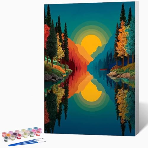 Malen Nach Zahlen Erwachsene Landschaft Malen Nach Zahlen Comics, Bastelset Erwachsene Mit 3-Pinseln Und Acrylfarbe, DIY Handgemalt öLgemäLde Kit FüR Geschenke, Deko 40×60cm Ohne Rahmen -LKF0714H4 von Generic