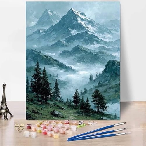 Malen Nach Zahlen Erwachsene Landschaft Malen Nach Zahlen Gebirge, DIY Set Erwachsene Mit 3 - Pinseln und Acrylfarbe, Handgemalt Ölgemälde für Frauen, Deko Wohnzimmer 60 x 80 cm Ohne Rahmen -XY430 von Generic