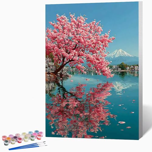 Malen Nach Zahlen Erwachsene Landschaft Malen Nach Zahlen Japan, Bastelset Erwachsene Mit 3-Pinseln Und Acrylfarbe, DIY Handgemalt öLgemäLde Kit FüR Geschenke, Deko 100x135cm Ohne Rahmen -LKF07913 von Generic
