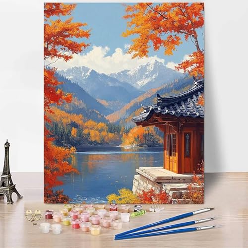 Malen Nach Zahlen Erwachsene Landschaft Malen Nach Zahlen Japan, DIY Set Erwachsene Anfänger Mit 3 - Pinseln und Acrylfarbe, Handgemalt Ölgemälde für Frauen, Deko Wohnzimmer 70x95cm Ohne Rahmen -XY17C von Generic