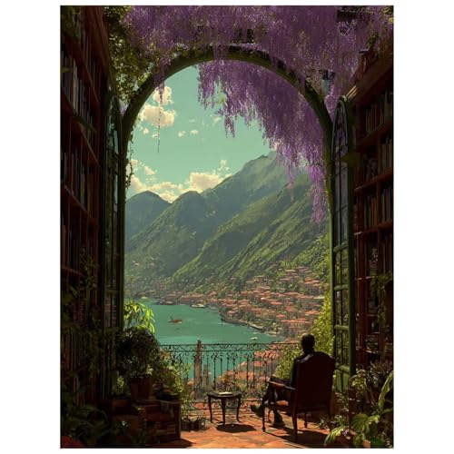 Malen Nach Zahlen Erwachsene Landschaft Malen Nach Zahlen Kinder, DIY Set Erwachsene mit Pinselset Acrylfarben Set Leinwand zum Bemalen 70x50CM, Bücherregal Paint by Numbers Deko wohnzimmer 8YH-3910 Malen Nach Zahlen Erwachsene Landschaft Malen Nach Zahlen Kinder, DIY Set Erwachsene mit Pinselset Acrylfarben Set Leinwand zum Bemalen 70x50CM, Bücherregal Paint by Numbers Deko wohnzimmer 8YH-3910 von Generic