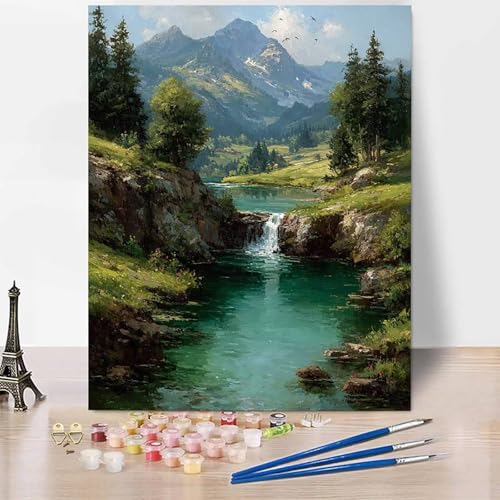 Malen Nach Zahlen Erwachsene Landschaft Malen Nach Zahlen Landschaft, DIY Set Erwachsene Mit 3 - Pinseln und Acrylfarbe, Handgemalt Ölgemälde für Frauen, Deko Wohnzimmer 20×30cm Ohne Rahmen -XY653 von Generic