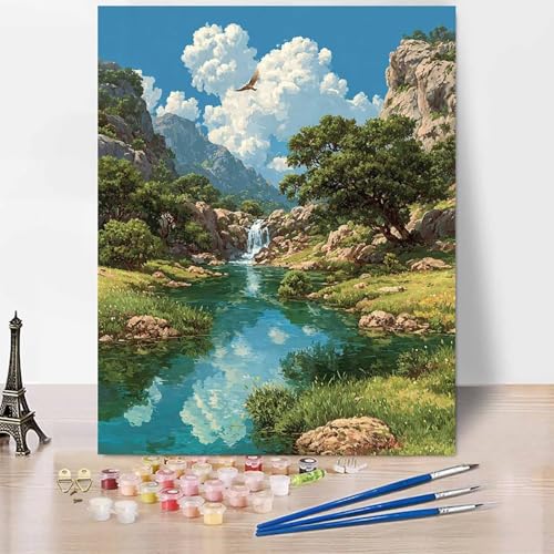 Malen Nach Zahlen Erwachsene Landschaft Malen Nach Zahlen Landschaft, DIY Set Erwachsene Mit 3 - Pinseln und Acrylfarbe, Handgemalt Ölgemälde für Frauen, Deko Wohnzimmer 40×60cm Ohne Rahmen -XY50L von Generic