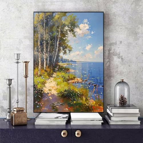 Malen Nach Zahlen Erwachsene Landschaft Malen Nach Zahlen Wald, DIY Set Erwachsene Paint by Numbers mit 3 Pinsel und Acrylfarben für Zimmer Deko Wohnzimmer, Geschenke für Frauen 30 X 40 CM -bby250698 von Generic