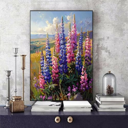Malen Nach Zahlen Erwachsene Lavendel Malen Nach Zahlen Blume, DIY Set Erwachsene Paint by Numbers mit 3 Pinsel und Acrylfarben für Zimmer Deko Wohnzimmer, Geschenke für Frauen 100 x 135 cm -bby2506L9 von Generic