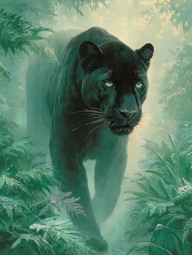 Malen Nach Zahlen Erwachsene Leopard, Malen Nach Zahlen Pflanzen, DIY Basteln Erwachsene Leinwand Kits, DIY Paint by Numbers Adult Kits Mit Pinseln und Acrylfarbe, für Wanddeko, 100x135cm C-2004 von Generic