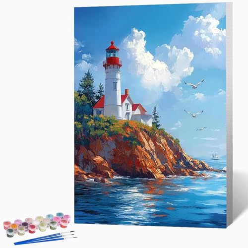 Malen Nach Zahlen Erwachsene Leuchtturm Malen Nach Zahlen Meer, Bastelset Erwachsene Mit 3-Pinseln Und Acrylfarbe, DIY Handgemalt öLgemäLde Kit FüR Geschenke, Deko 100x135cm Ohne Rahmen -LKF079IG Malen Nach Zahlen Erwachsene Leuchtturm Malen Nach Zahlen Meer, Bastelset Erwachsene Mit 3-Pinseln Und Acrylfarbe, DIY Handgemalt öLgemäLde Kit FüR Geschenke, Deko 100x135cm Ohne Rahmen -LKF079IG von Generic