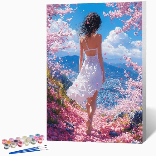 Malen Nach Zahlen Erwachsene MäDchen Malen Nach Zahlen Blumen, Bastelset Erwachsene Mit 3-Pinseln Und Acrylfarbe, DIY Handgemalt öLgemäLde Kit FüR Geschenke, Deko 100×135cm Ohne Rahmen -LKF07939 von Generic