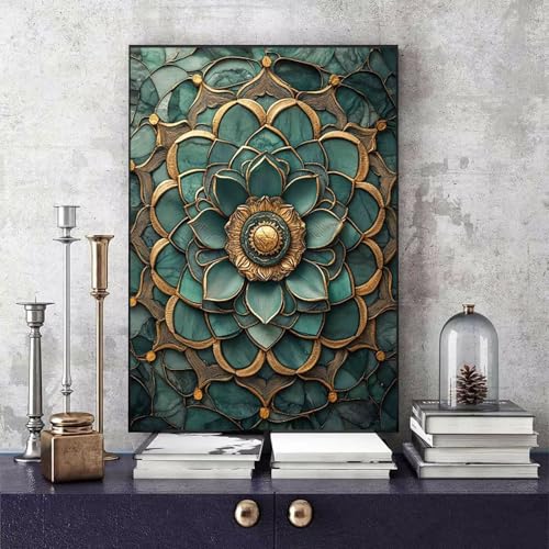 Malen Nach Zahlen Erwachsene Mandala Malen Nach Zahlen Blume, DIY Set Erwachsene Paint by Numbers mit 3 Pinsel und Acrylfarben für Zimmer Deko Wohnzimmer, Geschenke für Frauen 40 x 50 cm -bby25069W von Generic
