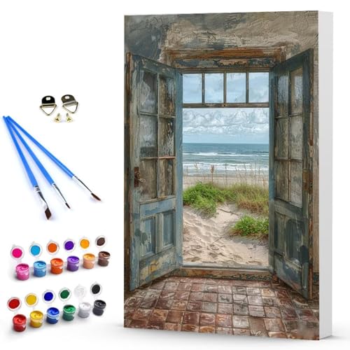 Malen Nach Zahlen Erwachsene Meer Malen Nach Zahlen Bastelset Erwachsene, DIY Landschaft Mit Pinseln und Acrylfarben Handgemalt Ölgemälde Leinwand Set, Home Deko 70x95 cm Ohne Rahmen -TL25035M1 von Generic