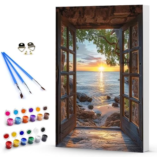 Malen Nach Zahlen Erwachsene Meer Malen Nach Zahlen Bastelset Erwachsene, DIY Landschaft Mit Pinseln und Acrylfarben Handgemalt Ölgemälde Leinwand Set, Home Deko 70x95 cm Ohne Rahmen -TL25037U6 von Generic