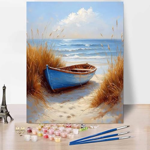 Malen Nach Zahlen Erwachsene Meer Malen Nach Zahlen Boot, DIY Set Erwachsene Anfänger Mit 3 - Pinseln und Acrylfarbe, Handgemalt Ölgemälde für Frauen, Deko Wohnzimmer 40×60cm Ohne Rahmen -XY14A Malen Nach Zahlen Erwachsene Meer Malen Nach Zahlen Boot, DIY Set Erwachsene Anfänger Mit 3 - Pinseln und Acrylfarbe, Handgemalt Ölgemälde für Frauen, Deko Wohnzimmer 40×60cm Ohne Rahmen -XY14A von Generic