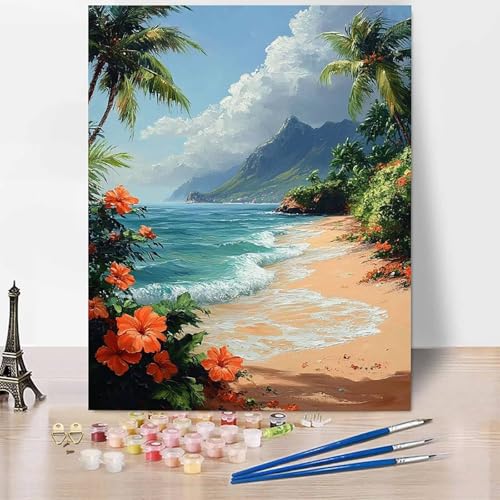 Malen Nach Zahlen Erwachsene Meer Malen Nach Zahlen Strand, DIY Set Erwachsene Anfänger Mit 3 - Pinseln und Acrylfarbe, Handgemalt Ölgemälde für Frauen, Deko Wohnzimmer 100×135cm Ohne Rahmen -XY27Q Malen Nach Zahlen Erwachsene Meer Malen Nach Zahlen Strand, DIY Set Erwachsene Anfänger Mit 3 - Pinseln und Acrylfarbe, Handgemalt Ölgemälde für Frauen, Deko Wohnzimmer 100×135cm Ohne Rahmen -XY27Q von Generic