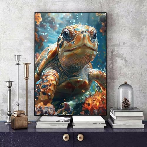 Malen Nach Zahlen Erwachsene Meeresschildkröten Malen Nach Zahlen Tier, DIY Set Erwachsene Paint by Numbers mit 3 Pinsel und Acrylfarben für Zimmer Deko Wohnzimmer, Geschenke 100 x 135 cm -bby250606 von Generic