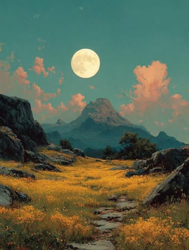 Malen Nach Zahlen Erwachsene Mond, DIY Basteln Erwachsene Leinwand Kit für Wanddeko, Landschaft Malen Nach Zahlen Mit Pinseln und Acrylfarbe, DIY Paint by Numbers, Geschenke, 100x135cm J-5428 Malen Nach Zahlen Erwachsene Mond, DIY Basteln Erwachsene Leinwand Kit für Wanddeko, Landschaft Malen Nach Zahlen Mit Pinseln und Acrylfarbe, DIY Paint by Numbers, Geschenke, 100x135cm J-5428 von Generic